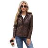 Women Autumn Hooded PU Leather Jacket Long Sleeve Zipper Motorcycle Jacket  Winter Outwear Coats