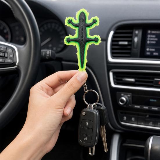 3D Printed Lizard Keychain, Glow in The Dark Pendant with Luminous Edges, Anime Keychain Pendant from The Adventures of Jackie Chan Metal Keychain