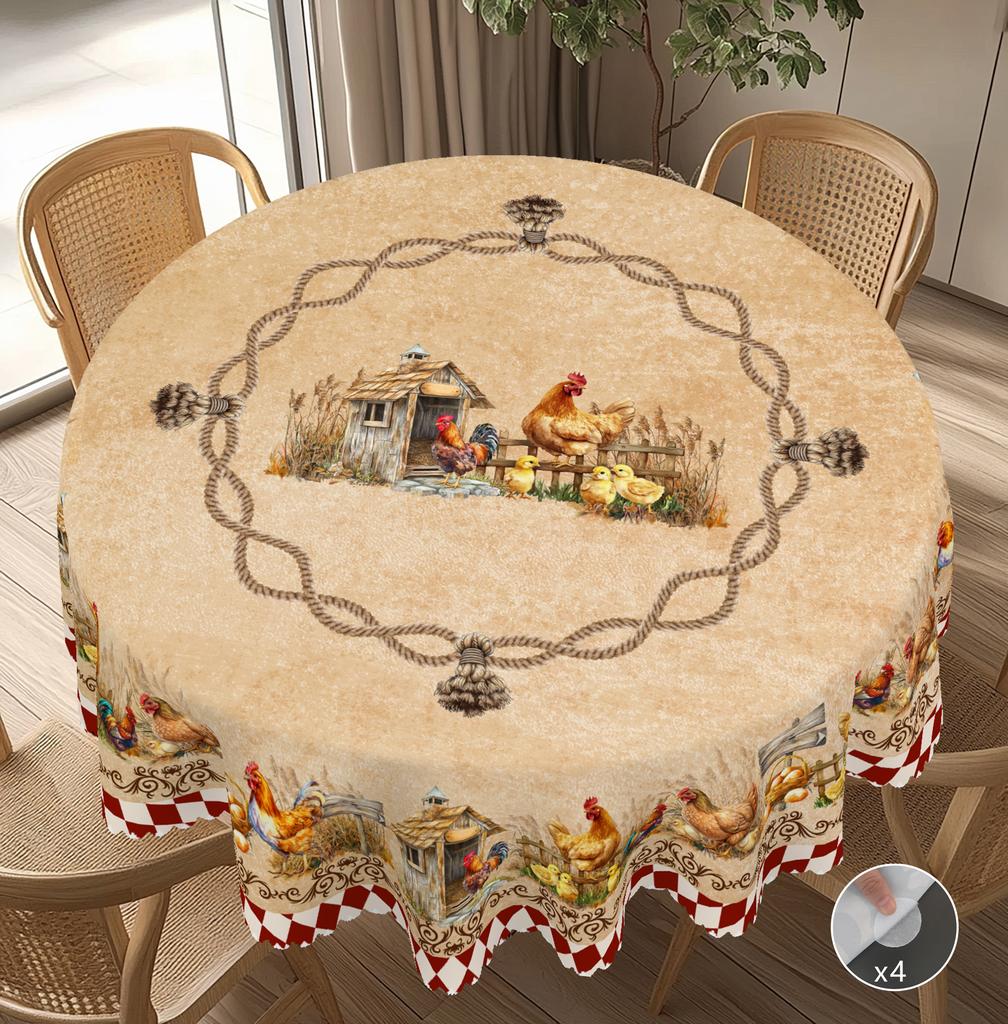 1 sztuka retro wiejski farmhouse obrus z nadrukiem motywu kurczaka, farmhouse, kurczak, wzór kraty, odpowiedni na przyjęcia świąteczne, Gar