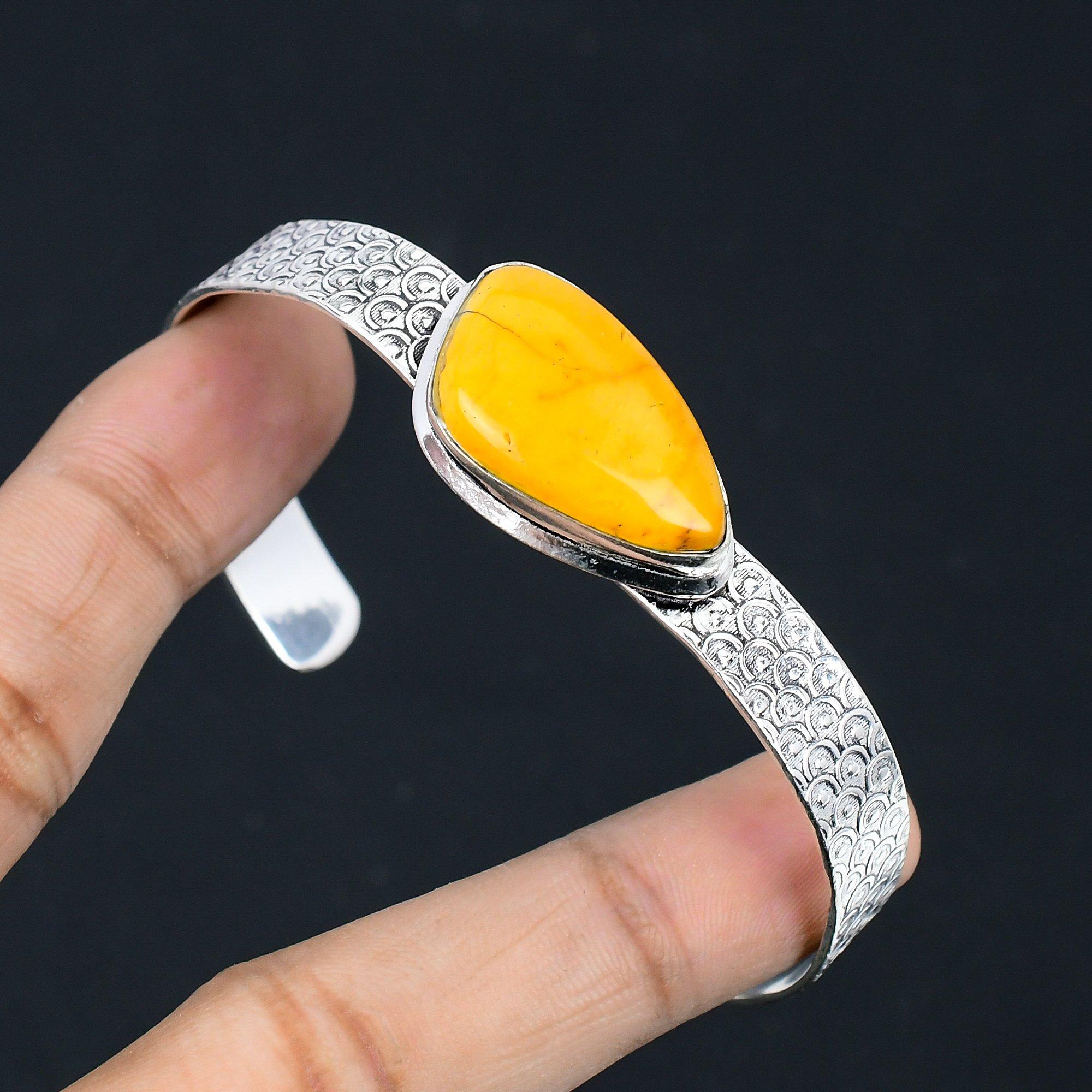 

925 Sterling Silver Trillion Mookaite Stone Anniversary Daughter Bangle Jewelry Adjustable