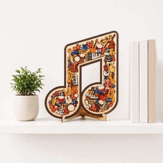 Puzzle in Legno Nota Musicale Strumento Nota Decorazione Jigsaw Musicale