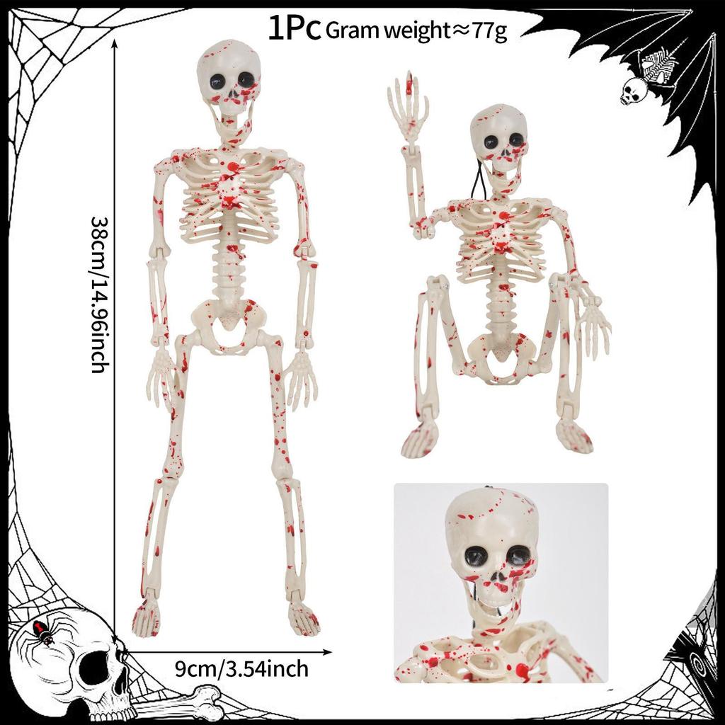 Halloween Skeleton Figurine Ornament Posable Party Supplies Scary Statue Decorative for Indoor