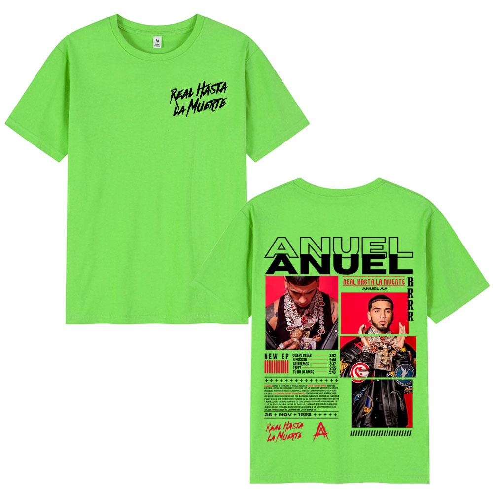 Rapper Anuel AA Real Hasta La Muerte Tour 2025 New Album T Shirts Unisexs Fashion Hip Hop TShirts 100 Cotton Short Sleeve TShirt