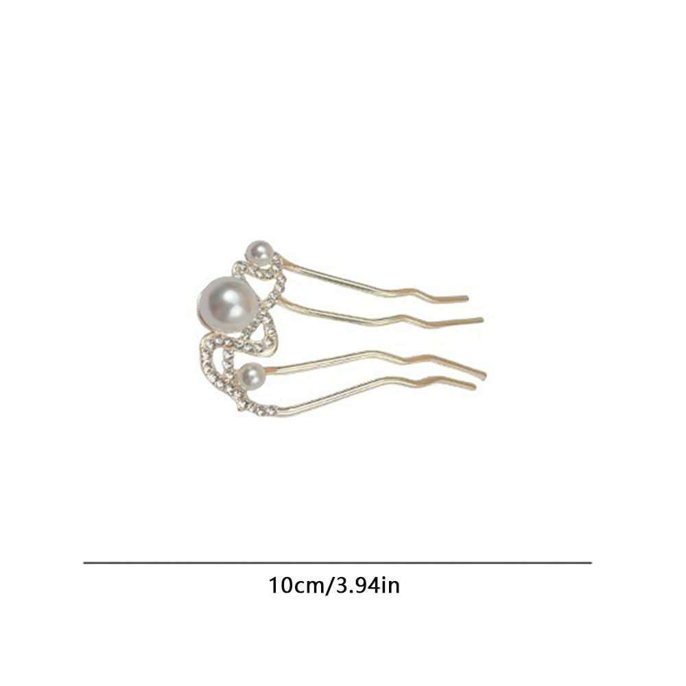 1pc Fashion Elegant Pearl Rhinestone Hair Forks Toned Shaped Hairpins Crystals Perfect Sophisticated Formal Events Everyday