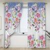 2-Pc Polyester Peach Blossom and Red Rose Curtains H-D Digital Print Rod Pocket Design Window Drapes for Bedroom Living Room