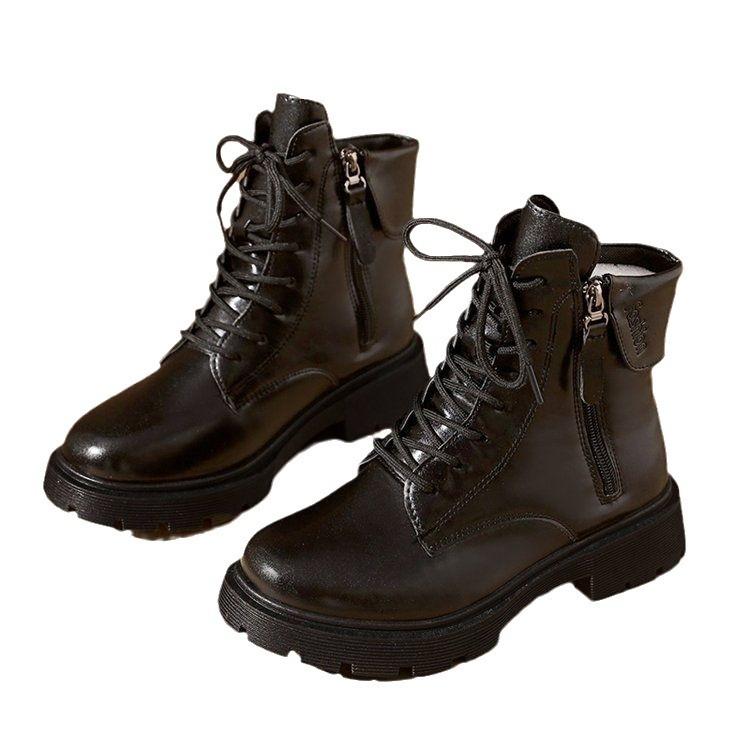 Retro autumn and winter boots women's double zipper soft-soled soft-faced leather shoes Martin boots British versatile brown low-top short boots