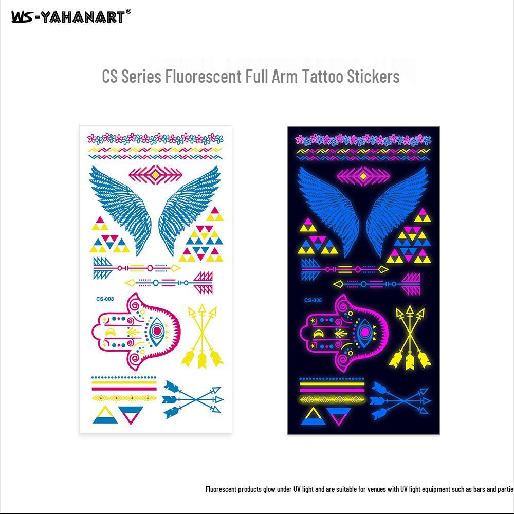 Fluorescent Waterproof Full Arm Feather Tattoo Sticker (Face/Body) - American Style in Stock