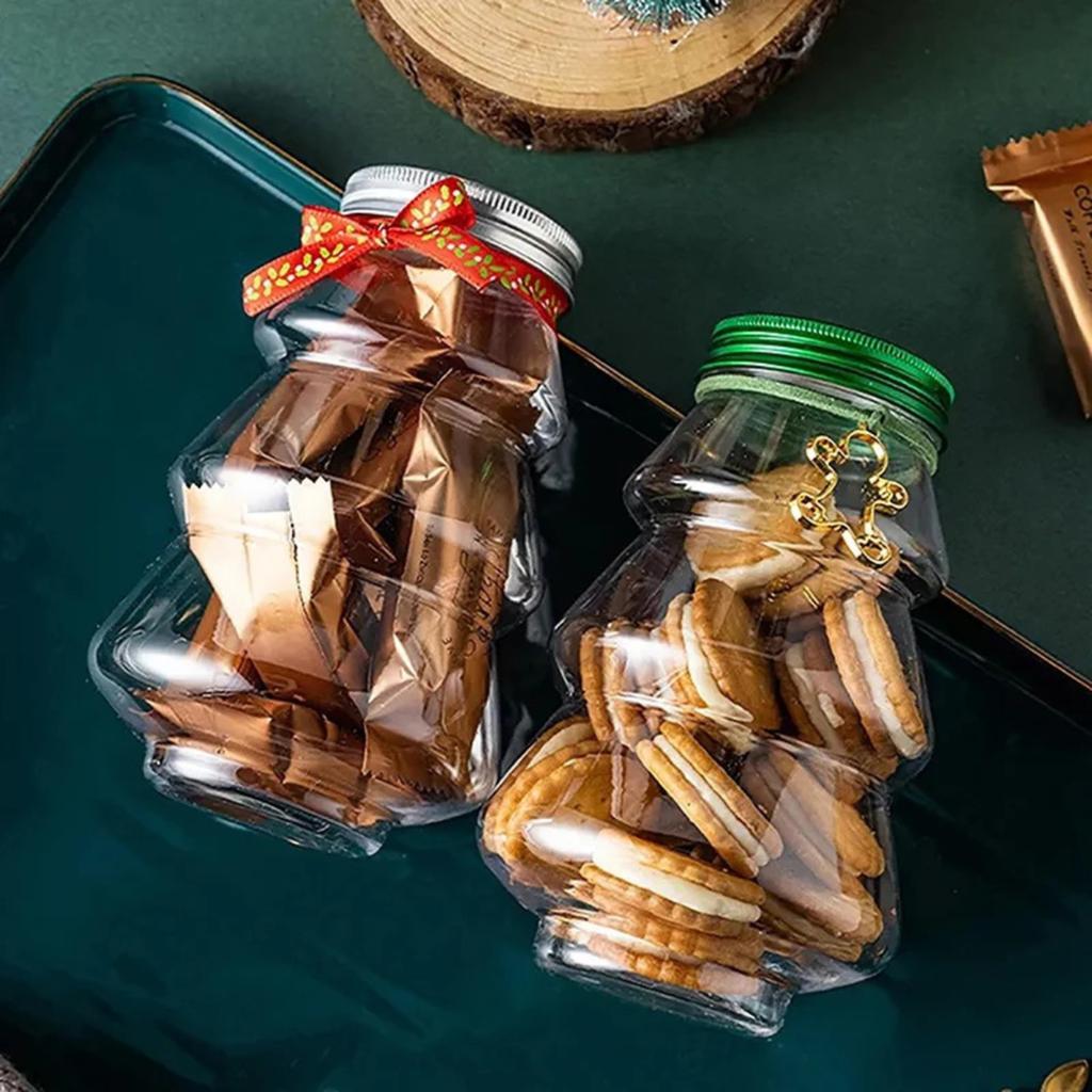 Christmas Tree Shaped Jar Set, Shatterproof PET Containers For Candy