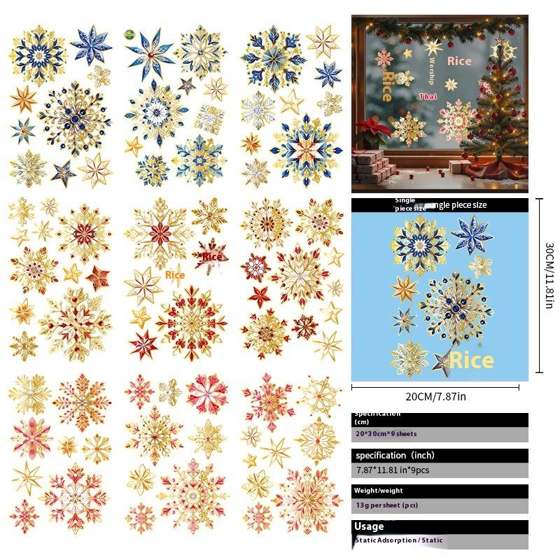Santa Claus Christmas Ornaments Static Stickers Window Grilles Scene Arrangement Glass Doors Stickers Windows