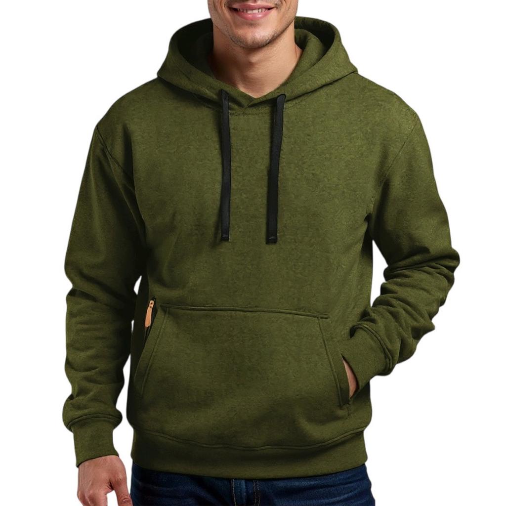 Men's Pullover Hoodie For Spring Trendy Hooded Casual Hoodie