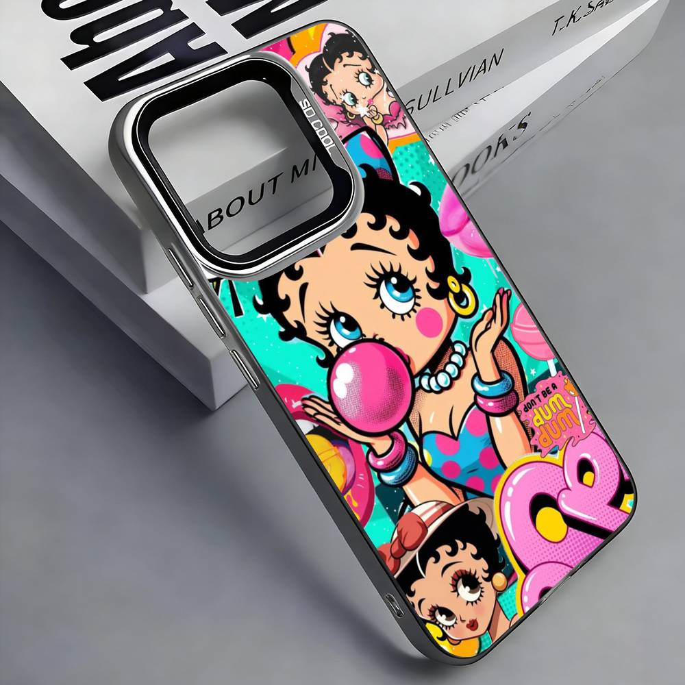 

B-Betty Cute B-Boop Phone Case For iPhone 17, 16,15,14,13,12,11 Plus,Pro Max, Colorful Silver Funda Cover iPhone15