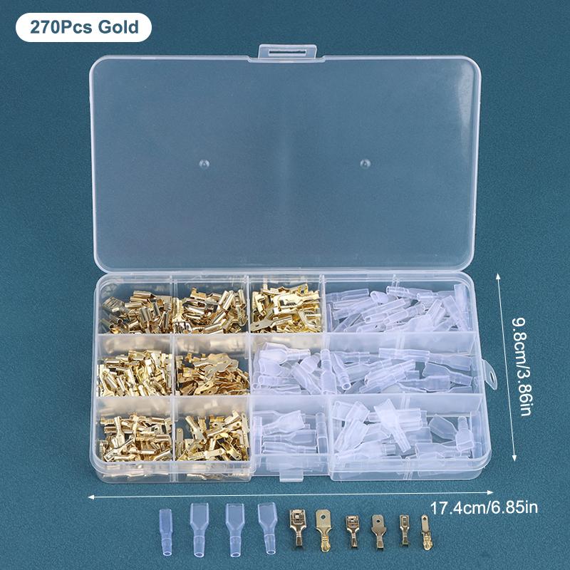 120/270/315Pcs 2.8/4.8/6.3Mm Spade Crimp Terminals Male Female Wire Connector Electrical Terminals Assorted Kit