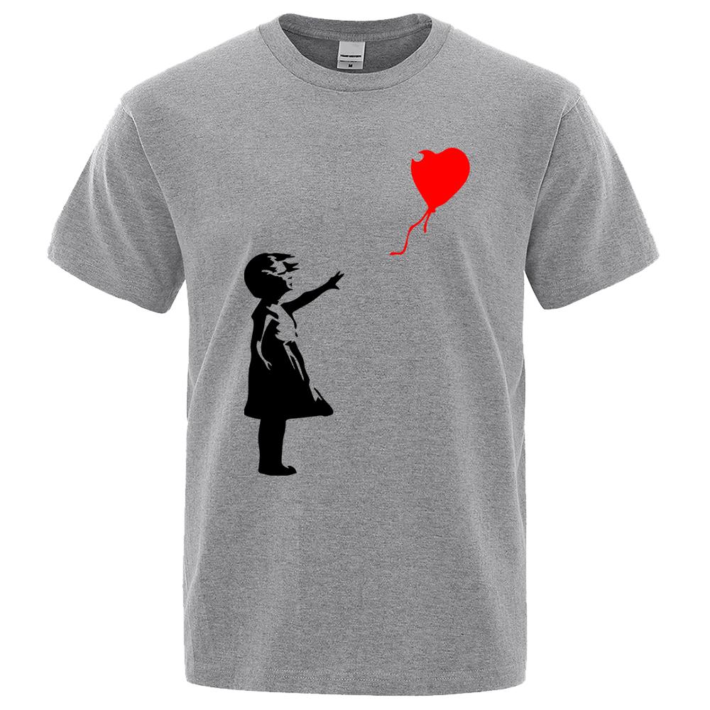 Xuhaijian02 2024 Zomer Nieuwe Ballon Grappige Print Herenmode Casual Kleding Katoen Ademend Korte Mouw O-hals Comfortabele Streetwear L