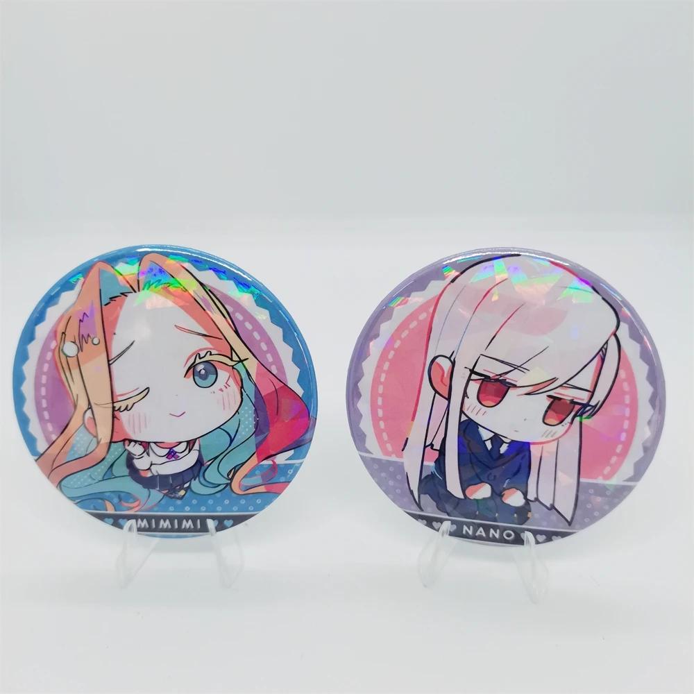 100 Girls You Cartoon Anime 58mm Laser Brooch Pin Characters Yoshimoto Shizuka Eiai Nano Pendant Jewelry