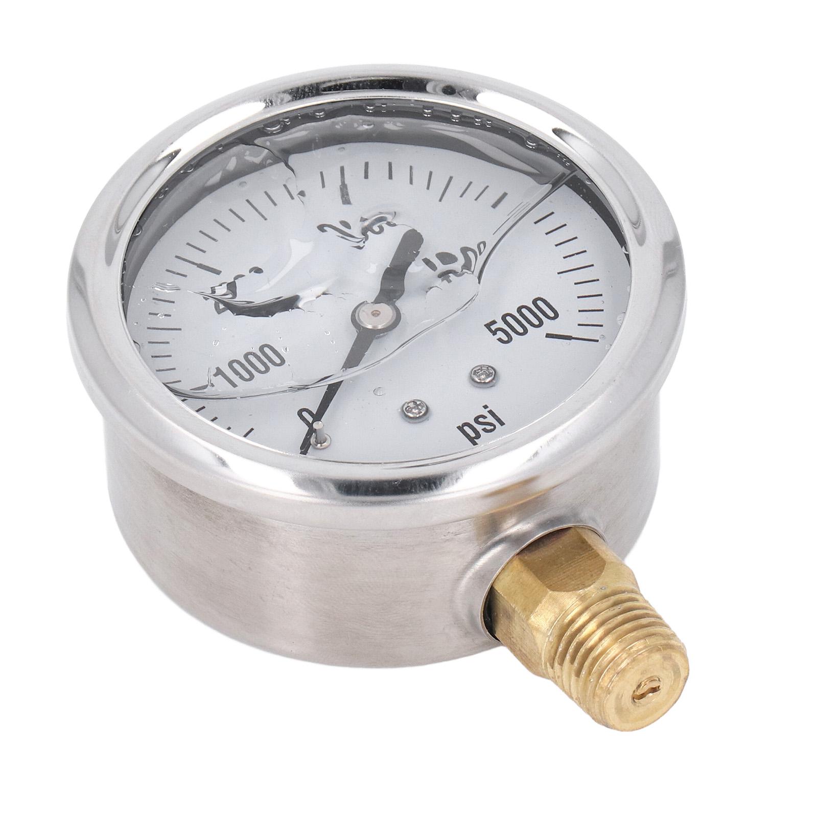 

Гидравлический манометр высокого давления, заполненный глицерином, 5000 фунтов на кв. дюйм, циферблат 2,5 дюйма, 1/4 дюйма NPT, нержавеющая сталь, для испытаний воздуха, воды, масла