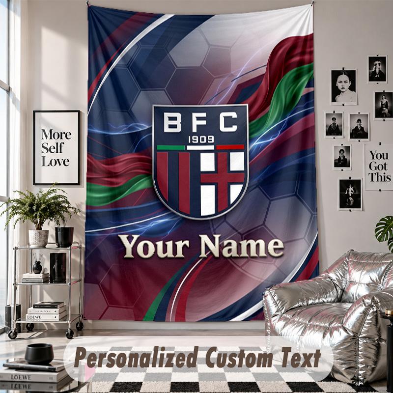 Custom Tapestry Wall Hanging, Bologna FC Personalized Name Text Home Wall Decor