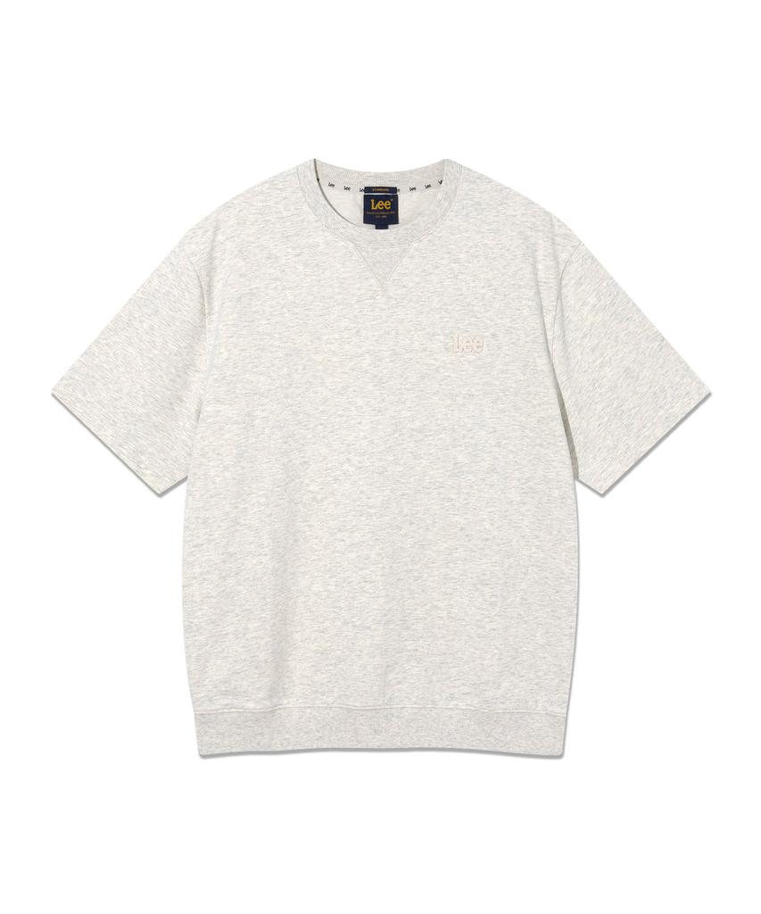 LEE Felt Twitch Logo Short Sleeve Sweatshirt Oatmeal