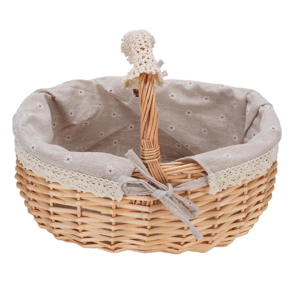 Picnic Basket with Removable Liner Hand Woven Empty Picnic Hamper Basket with Handle for Easter Camping Wedding Gathering