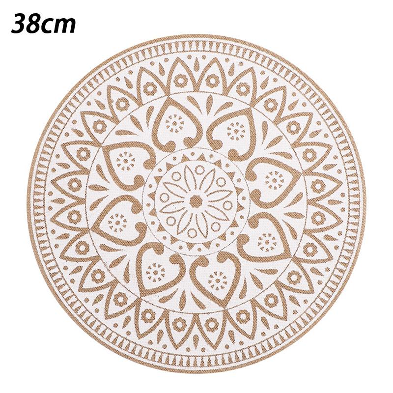 Boho Mandala Round Placemats Heat-Resistant Linen-Cotton Table Mats Washable Non-Slip Dining Decor