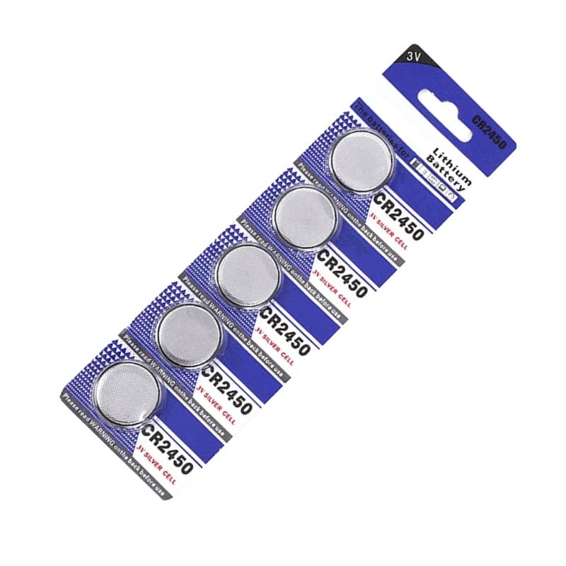 Pacote de 5/10 pilhas tipo moeda CR2450, bateria de lítio CR2450 3V para relógios, calculadoras e muito mais