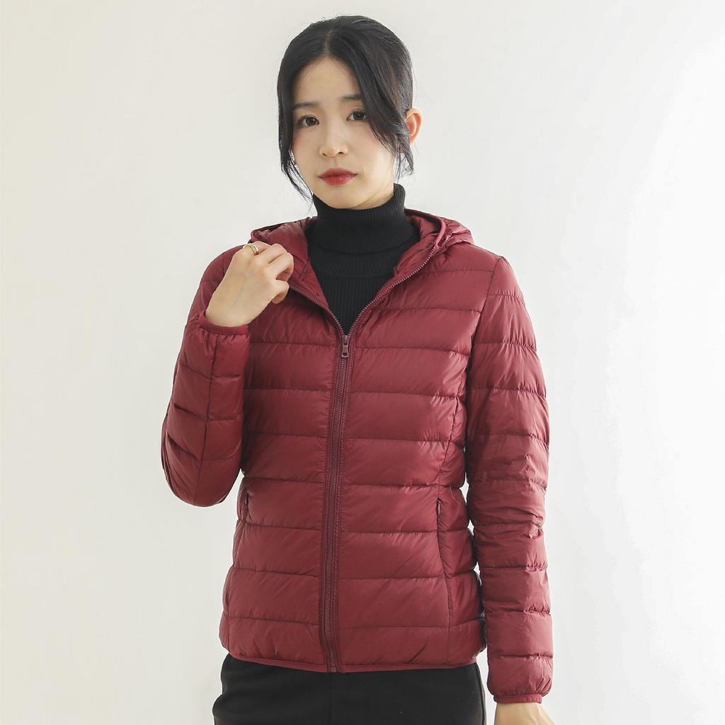 Rourou Women's Hooded Lightweight Down Jacket - New Mushroom Series, Short Style, 90% White Duck Down, Perfect for Autumn and Winter.