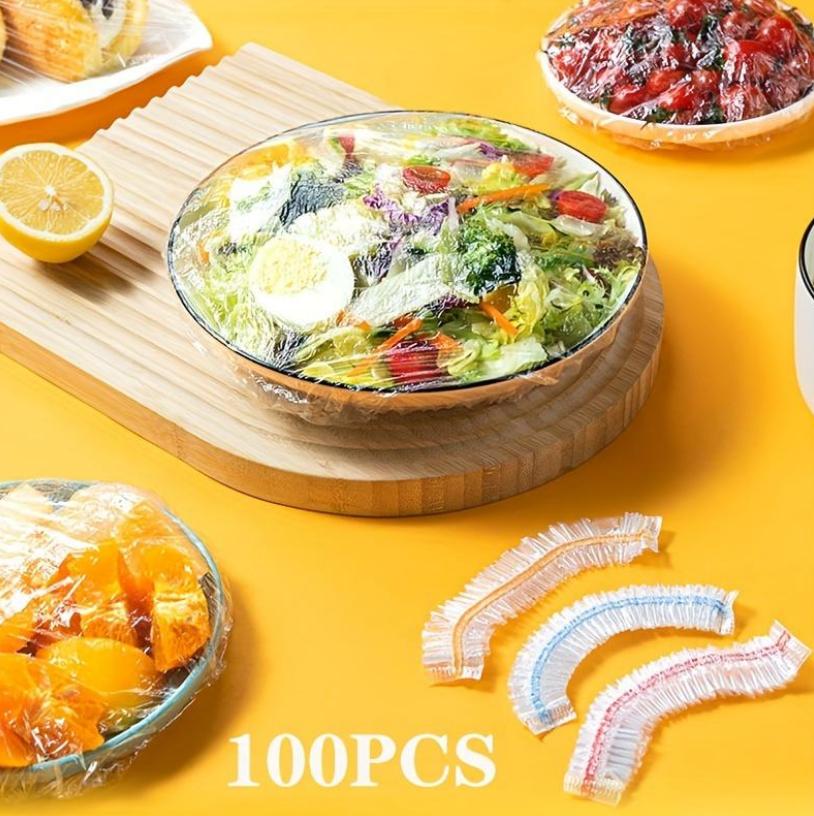 50/100pcs Food Wrap Covers PE Film Elastic Bowl Lid Disposable & Secure Keep Food Fresh & Delicious Perfect Kitchen Essential