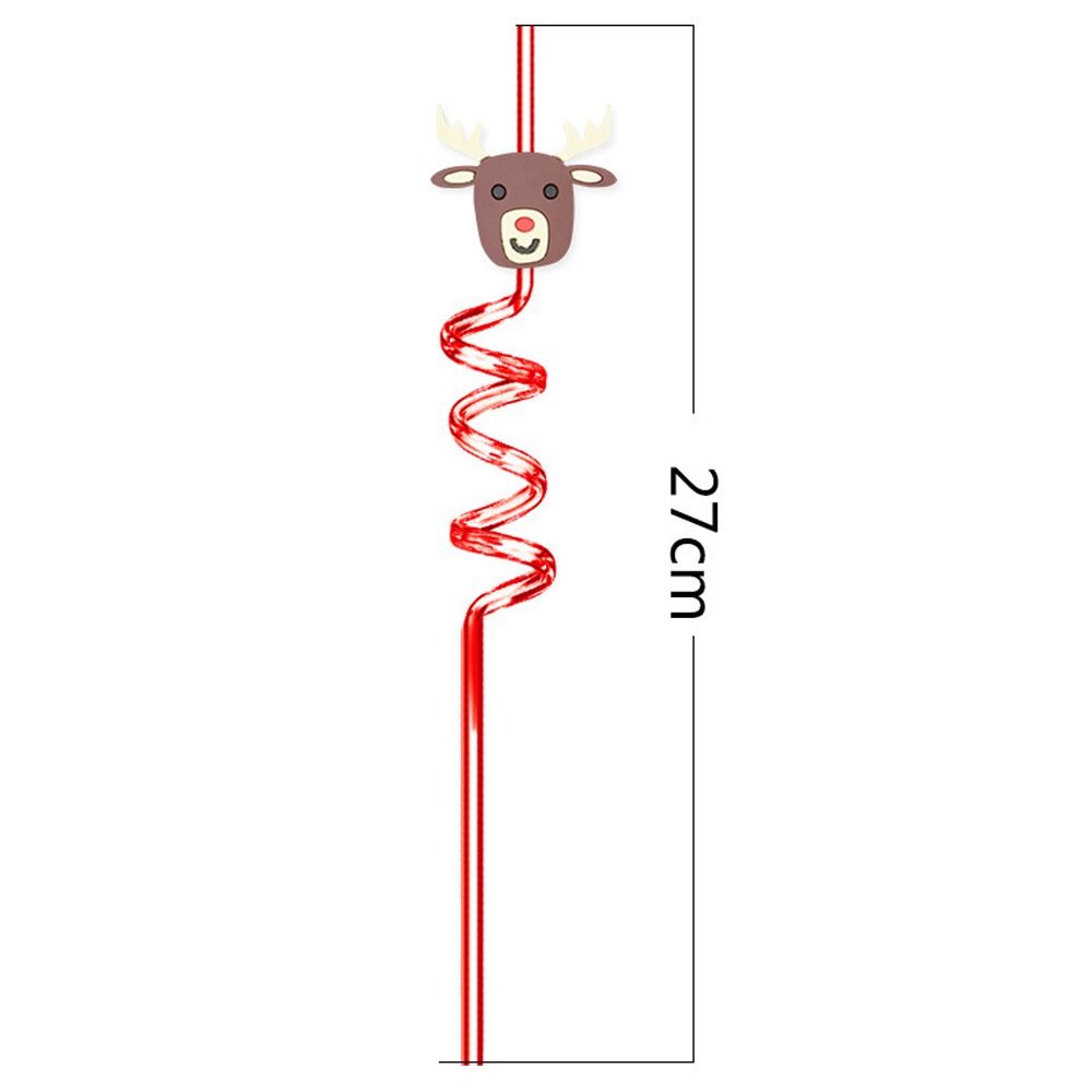 Spiral Christmas Plastic Straw Food Grade Christmas Party Decor Christmas Cartoon Straw  Children