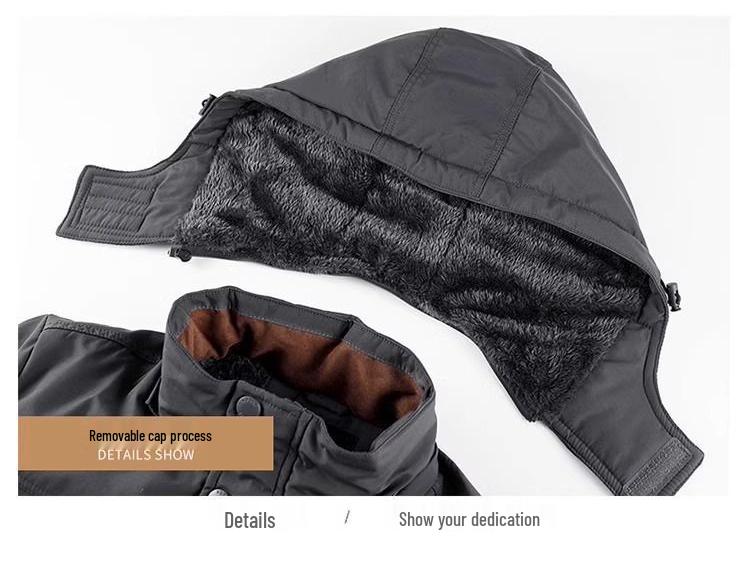 Men's Mid-Length Winter Coat, Fleece-Lined and Extra Thick for Middle-Aged and Elderly