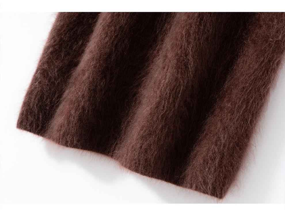 Women's High-Waisted Cashmere Knit Skirt - Autumn/Winter Hip-Hugging, Warm and Brushed