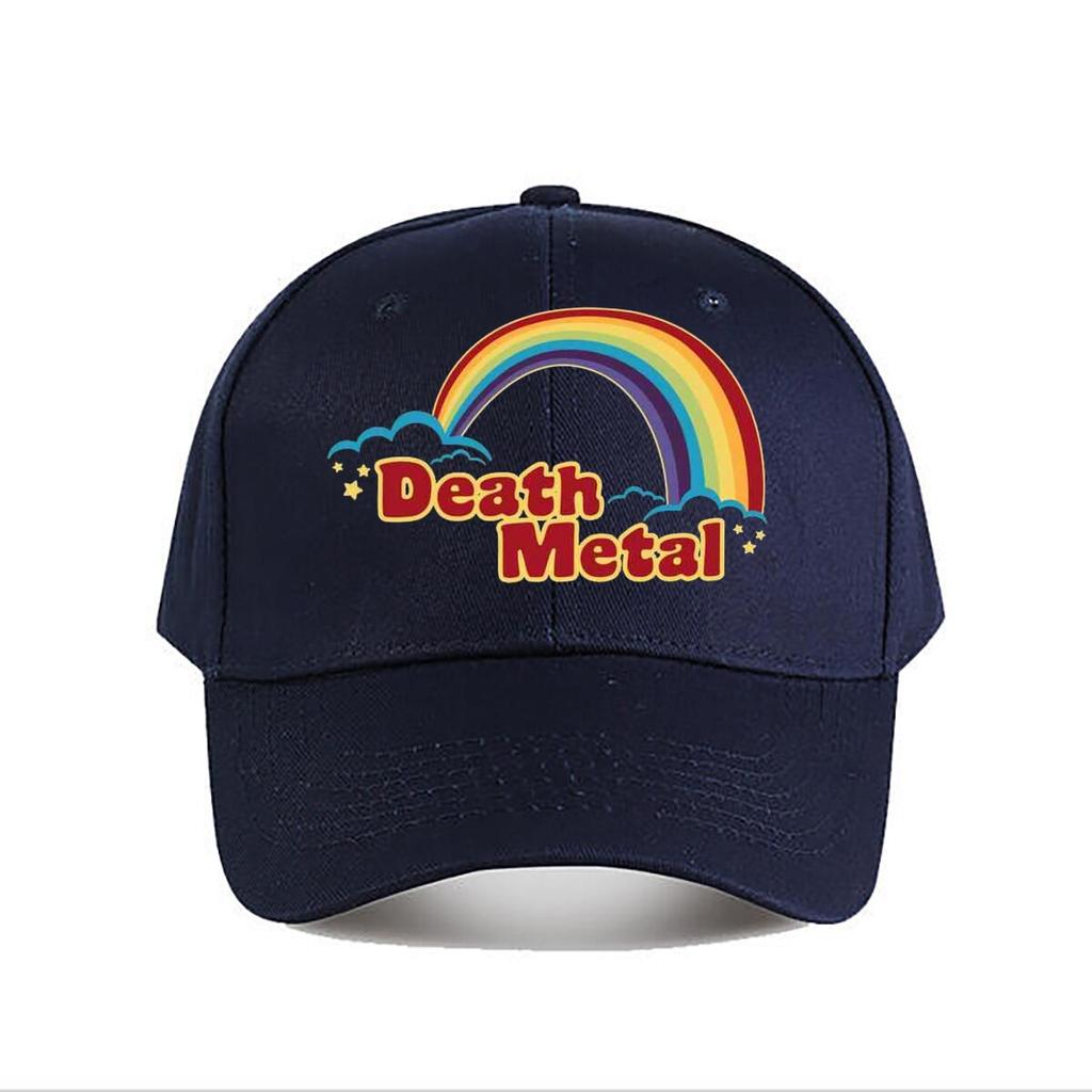 Rainbow  Death Metal Contrast Kitsch Emblem Design Baseball Cap Fashion Outdoor Sports Sunhat Unisex Snapback Cap WoUnisexs