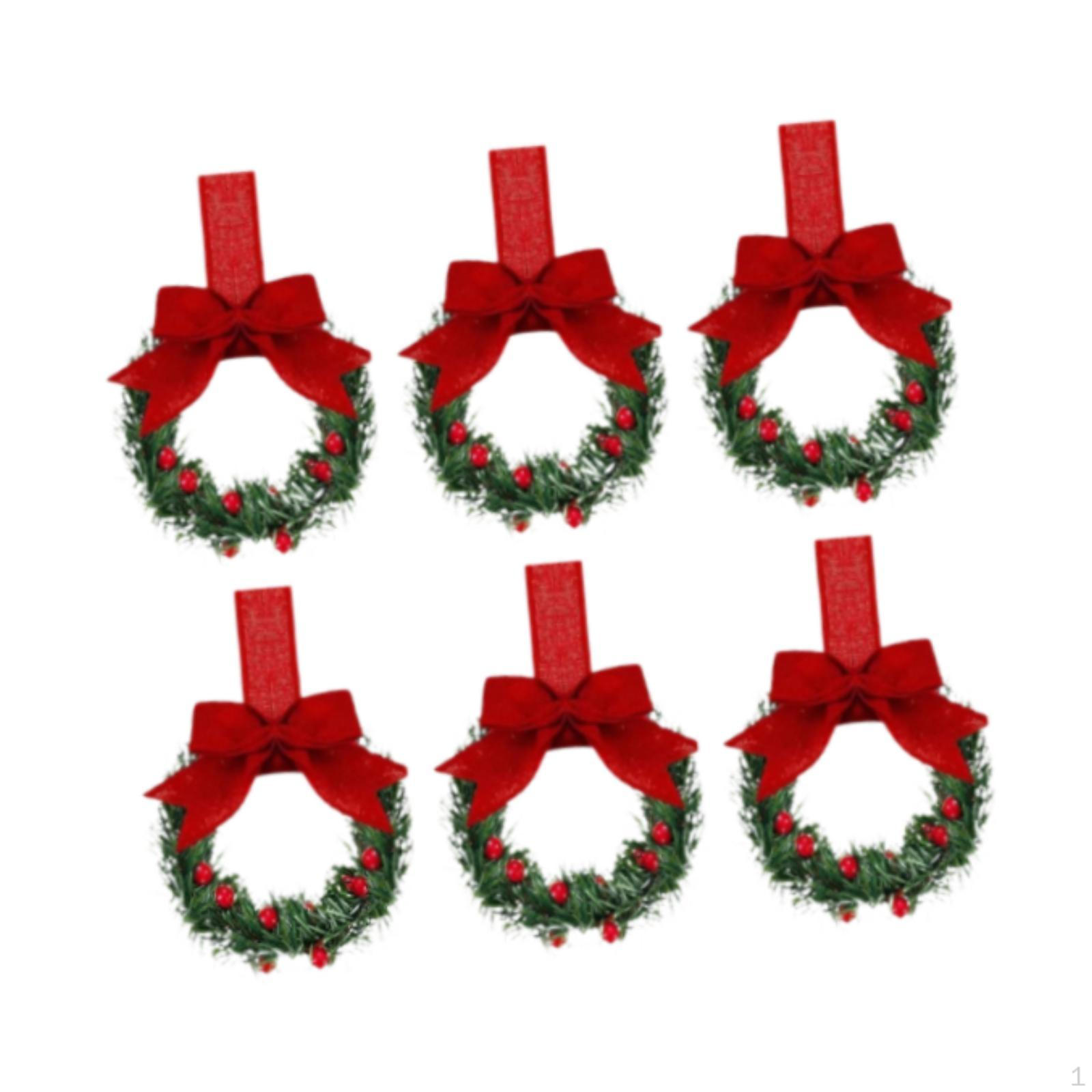 

6 шт. рождественские венки для шкафа искусственный венок входная дверь многоразовые подвесные гирлянды для праздника Red
