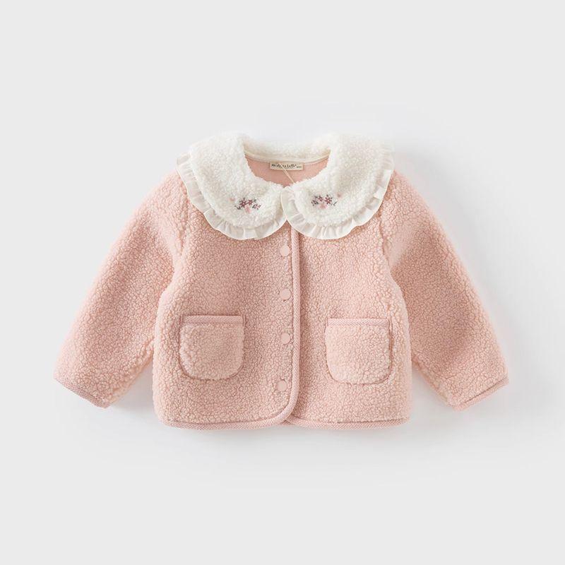 David Bella Children s Clothing Girls  Lamb Wool Coat 2026 Spring New Style Top Children s Baby Clothes Stylish Pink [Ready in Stock] 120