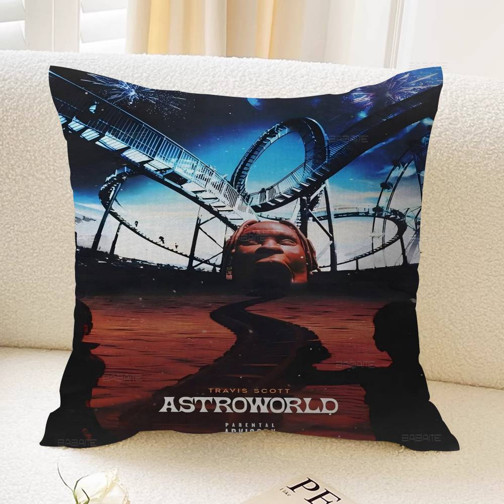 Travis Scott Astroworld 45*45cm Cushion Cover Pillow Cover Decor Pillowcase Home Pillowcase for Couch Pillow