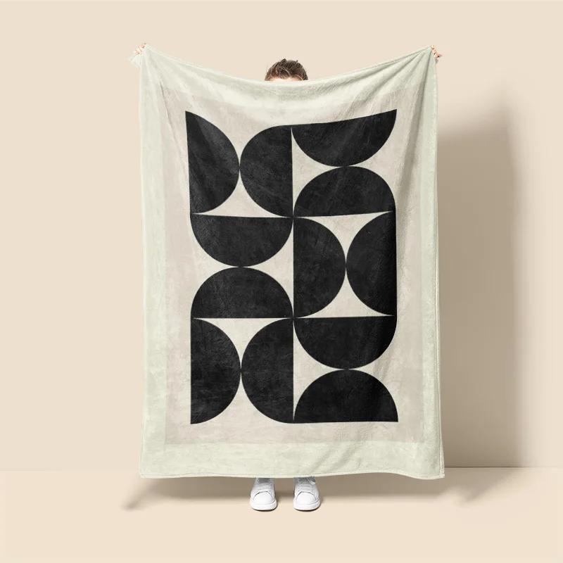 Morandi Color Abstract Art Blanket Coral Fleece Sofa Blanket ins Wind Living Room Bedroom Decorative Blanket Fade-Resistant