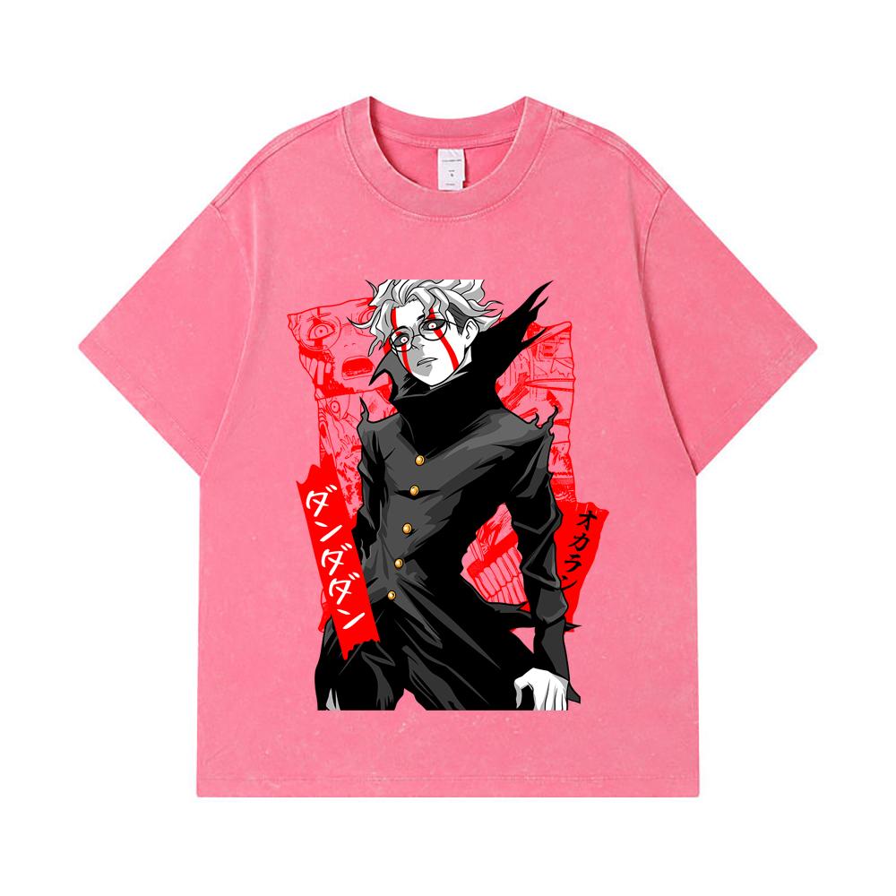 275 GSM Washed T-shirts 100% Cotton Dandadan V35 Okarun Print Unisex Heavy Cotton T Shirt