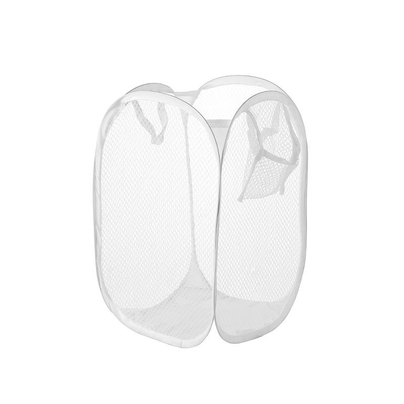 Cesta de Lavandería Plegable de Malla de Nylon Estilo Nórdico, Ligera con Doble Asa para Dormitorios de Estudiantes