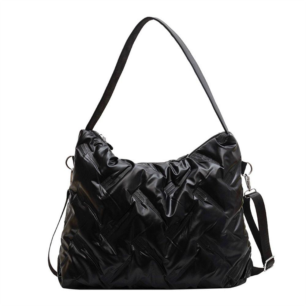 Versatile Quilted Crossbody Shoulder Bags Down Cotton Padded Large Capacity Handbags Solid Color Messenger Bag for Women Men
