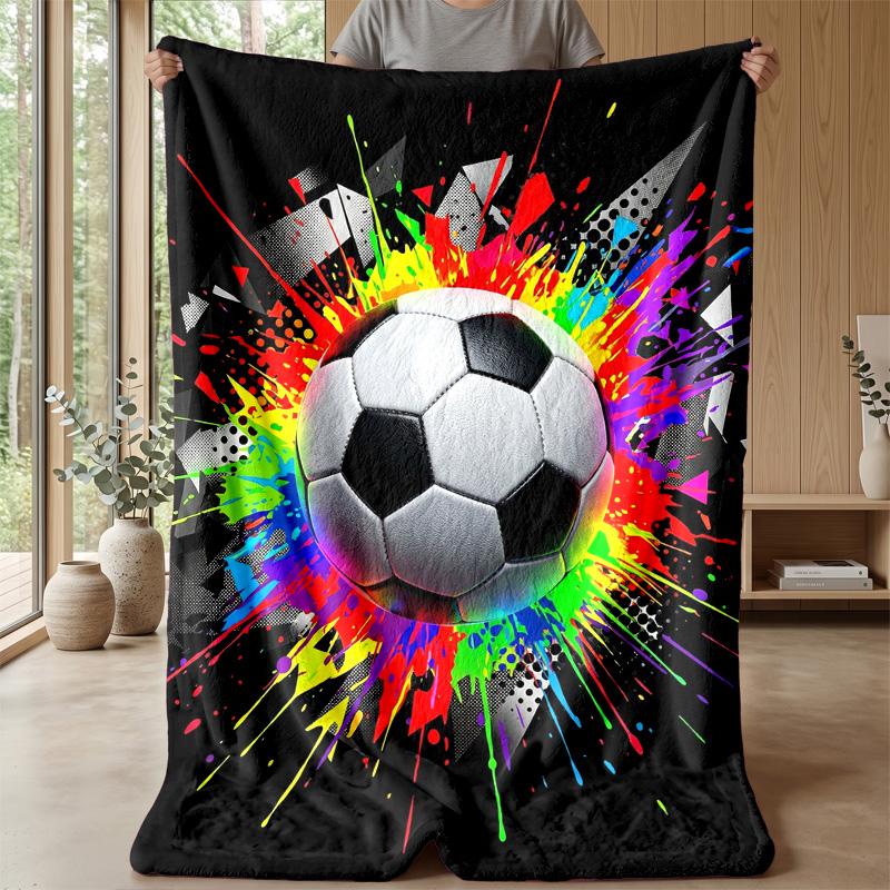 Soccer Ball Splash Art 7 Theme blanket Lightweight Warm Flannel Blanket Decorative Throw Blanket for Home Decoration