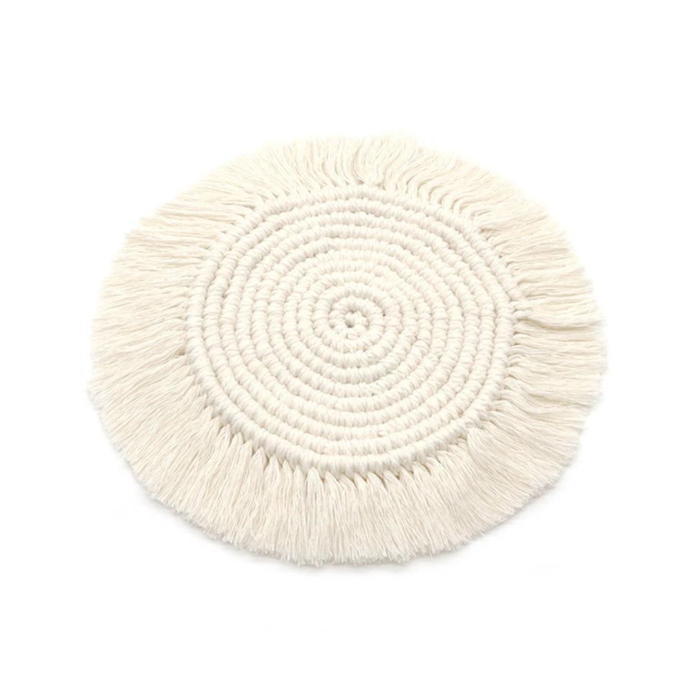 Handcrafted Macrame Coaster bohemian Style Woven Coaster With Tassel Home Decor Cups Pads For Drinks Wine Glass