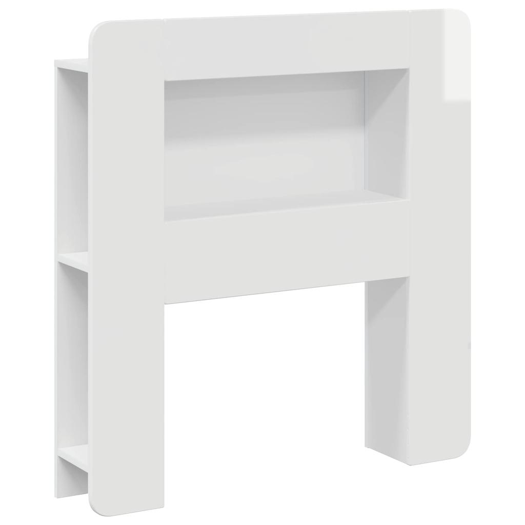 Headboard Cabinet with Storage Glossy White Engineered Wood