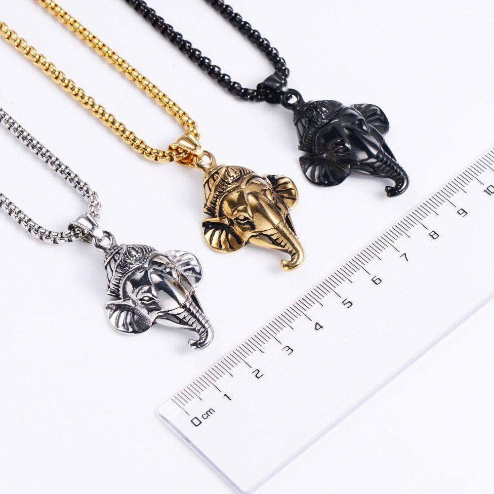 Elephant Head Pendant with Chain Rock Sweater Necklace Hip Hop Collarbone Necklace  Daily Wear