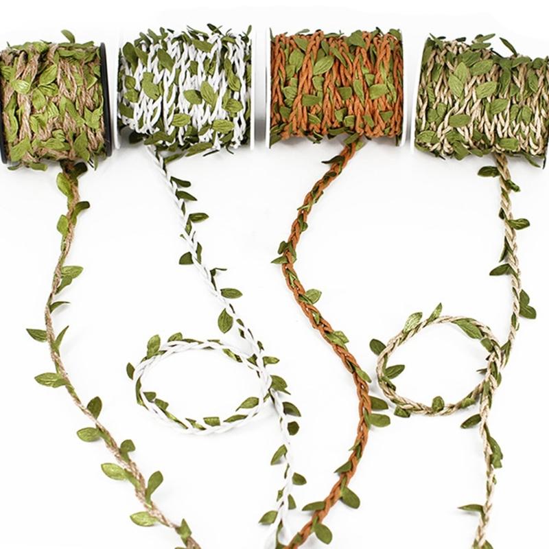 10m Leaf Rope String Natural Twine Leaf Ribbon Heavy Duty Hanging Rope for Wedding Decoration Gardening Accessories