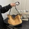 Modna Zamszowa Torba Crossbody Damska 2025 Nowa Jesień Zima Retro Haftowana Duża Pojemność Diamentowy Id Łańcuch Wzór Torba Tote