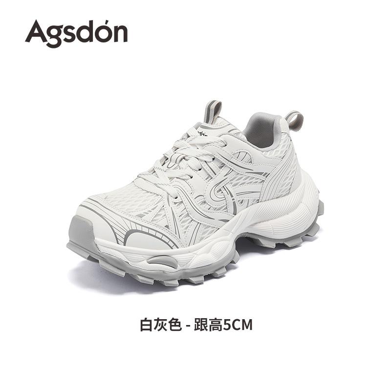 Augustine dad shoes women's 2025 new summer platform small casual shoes mesh white sports shoes