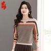Women's Striped Long-Sleeve Knit Top