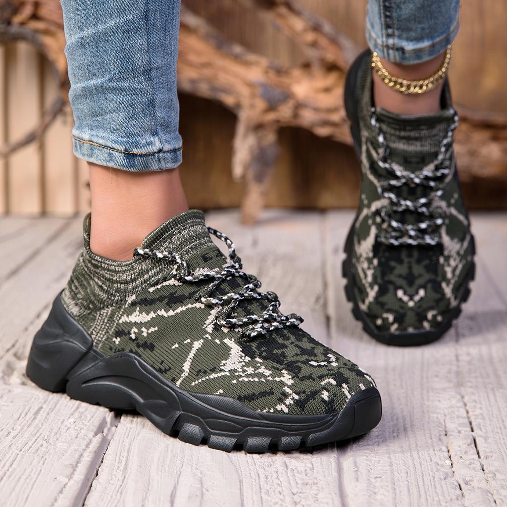 Unisex Tarnmuster Outdoor Freizeitschuhe Grün Sport Wanderschuhe Größen 36-45 für Reisen Training Streetwear und Alltag