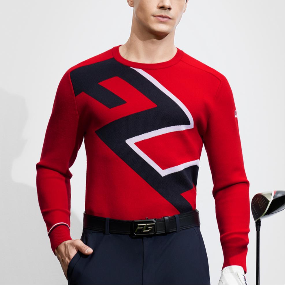 New FILA Golf Series Knitwear Men's Fluorescent Flame Red A11M415401F-RD