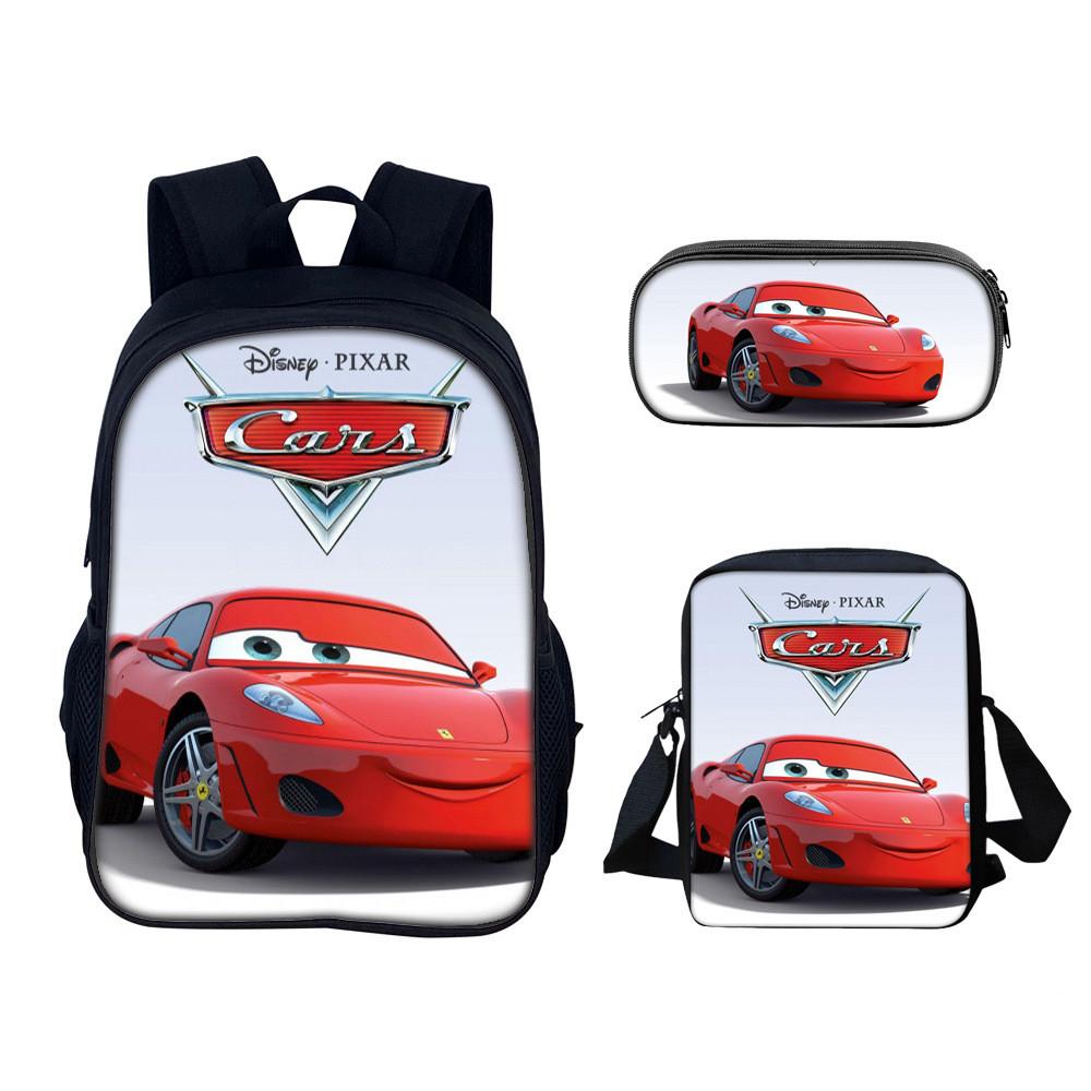 Set Zaino per Bambini con Personaggi di Film Cars in Materiale di Nylon con Spallacci Regolabili per Bambini