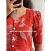 Krásné červené květinové midi šaty Indický Bollywood Etnický Kurta Set