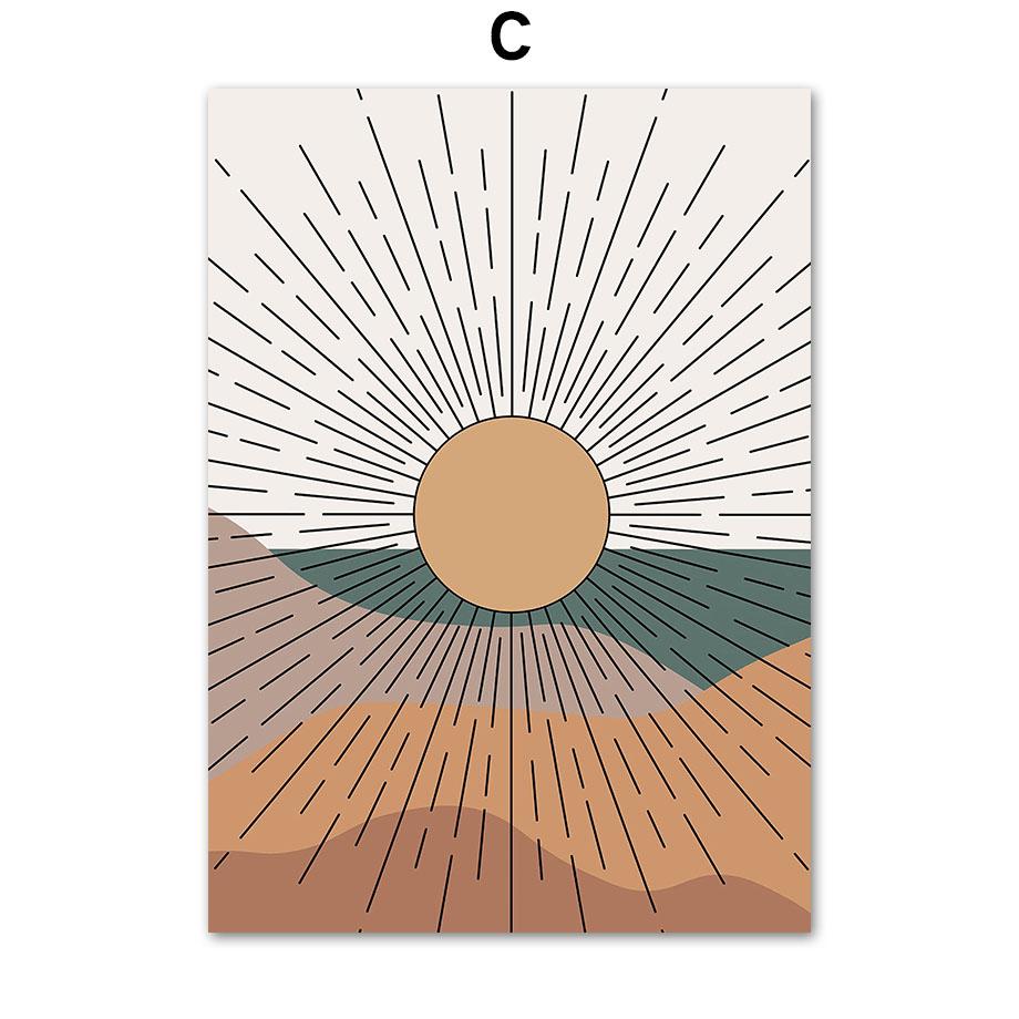 Sun Leaves Rainbow Abstract Geometry Boho Nordic Wall Art Painting Gallery Posters And Prints Wall Picture For Living Room Decor